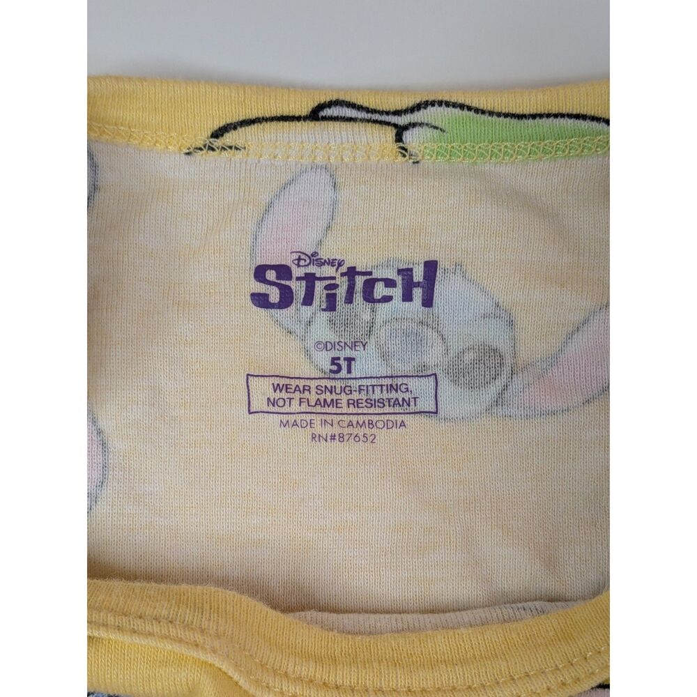 Disney Stitch Girls 5T Yellow Ice Cream All Over Print Short Sleeve Shirt